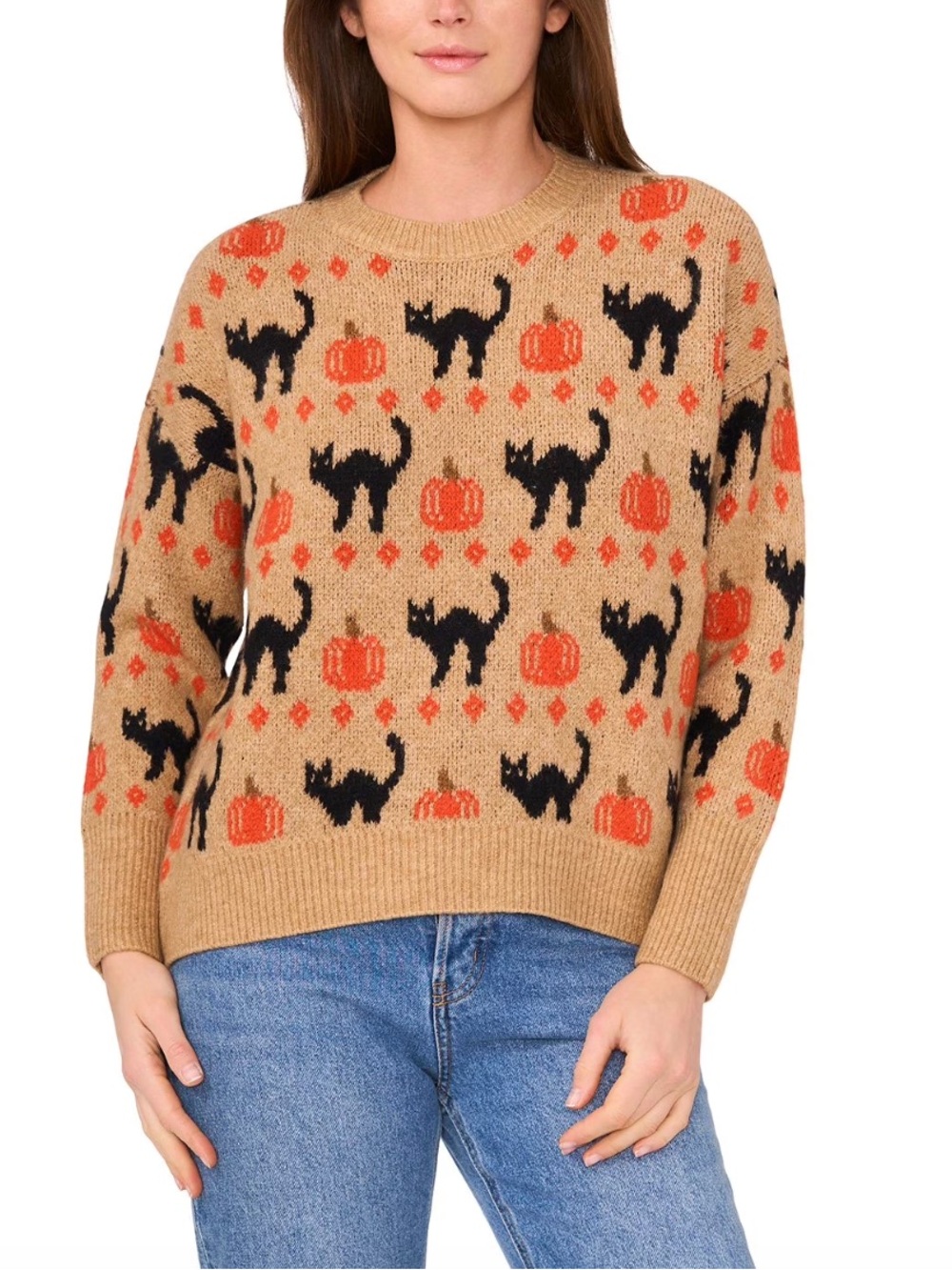 Vince Camuto Pumpkin Cat Halloween Sweater, XS NWT